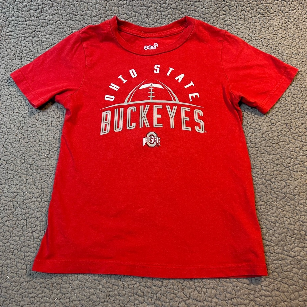 Ohio State Short Sleeve T Shirt Little Boys Size Large /7 Red With Football